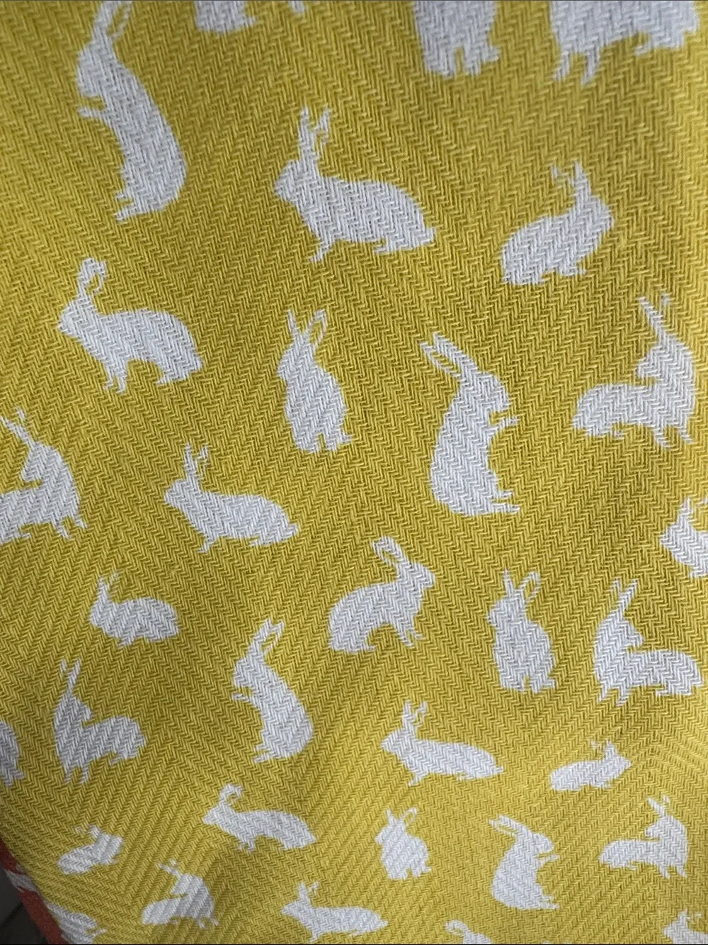 Set of 2 Bunny Rabbit 🐇 Kitchen Towels - Yellow & Coral - NEW (never washed)